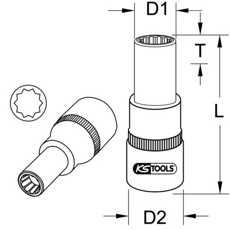 KS Tools OZ Spezial-Alu-Felgen-Stecknuss für mehrteilige OZ-Felgen