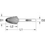 KS TOOLS Rundkegel-Frässtift Form L für Aluminiumlegierungen