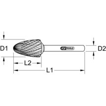 KS TOOLS Rundkegel-Frässtift Form L für Aluminiumlegierungen, kurz