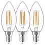 LED Filament Leuchtmittel - Kerze C35 E14 4,5W 470lm 2700K klar 330° - 3er-Pack