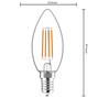 LED Filament Leuchtmittel - Kerze C35 E14 4,5W 470lm 2700K klar 330° - 3er-Pack