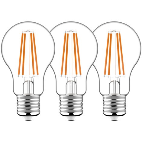LED Filament Leuchtmittel - Klassisch A60 E27 7W 806lm 2700K klar 330° - 3er-Pack