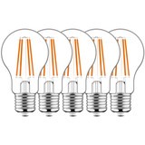 LED Filament Leuchtmittel - Klassisch A60 E27 7W 806lm 2700K klar 330° - 5er-Pack