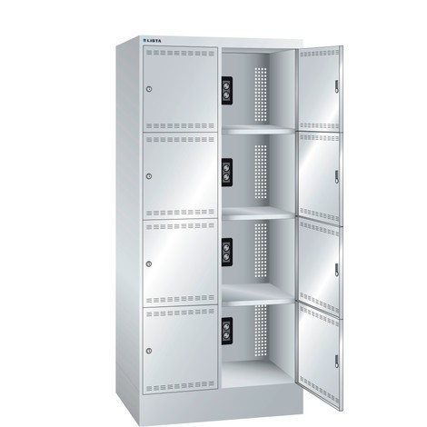 LISTA Armoire à casiers avec prises électriques, (lxPxH) 810x585x1 790 mm, 2x4 casiers, 2 modules par casiers