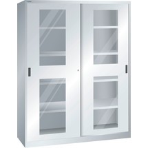 LISTA Armoire à portes coulissantes, (lxPxH) 1 500x400x1 950 mm, 8 étagères réglables, vitre transparente