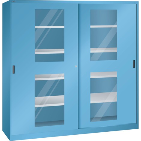 LISTA Armoire à portes coulissantes, (lxPxH) 2 000x400x1 950 mm, 8 étagères réglables, vitres transparentes