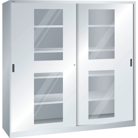 LISTA Armoire à portes coulissantes, (lxPxH) 2 000x400x1 950 mm, 8 étagères réglables, vitres transparentes