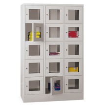 Locker PAVOY met kijkvenster, 3 x 5 vakken, hxbxd 1.850 x 1.230 x 500 mm