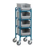 Manipulační vozík fetra® s průhlednými skladovacími boxy