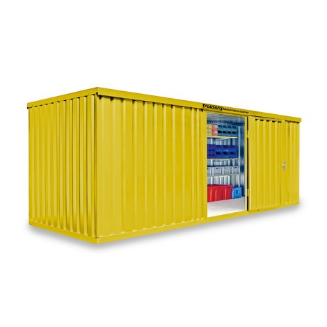 Materiaalcontainer afzonderlijke module, hxbxd 2.150 x 6.080 x 2.170 mm, gemonteerd, houten bodem, gelakt