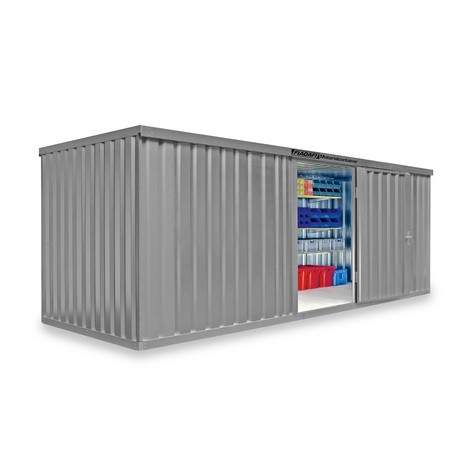 Materialcontainer Einzelmodul, HxBxT 2.150 x 6.080 x 2.170 mm, montiert, Holzfußboden, lackiert