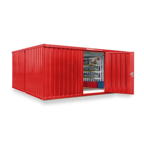Materialcontainer Kombination, 2 Module, HxBxT 2.150 x 5.080 x 4.340 mm, vormontiert, Holzfußboden, lackiert