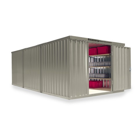 Materialcontainer Kombination, 3 Module, HxBxT 2.150 x 3.050 x 6.520 mm, vormontiert, Holzfußboden, lackiert