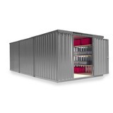 Materialcontainer Kombination, 3 Module, HxBxT 2.150 x 3.050 x 6.520 mm, vormontiert, Holzfußboden, lackiert