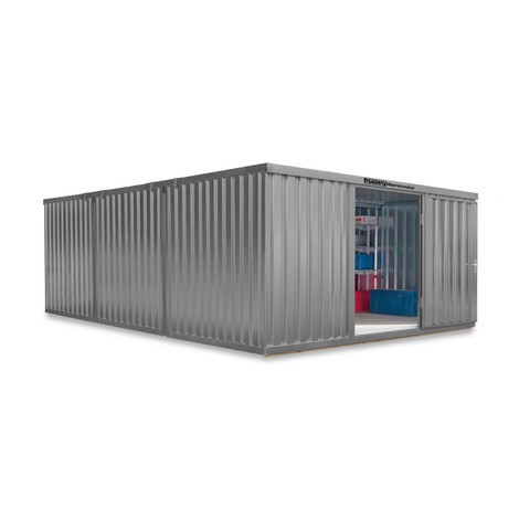 Materialcontainer Kombination, 3 Module, HxBxT 2.150 x 4.050 x 6.520 mm, vormontiert, Holzfußboden, lackiert
