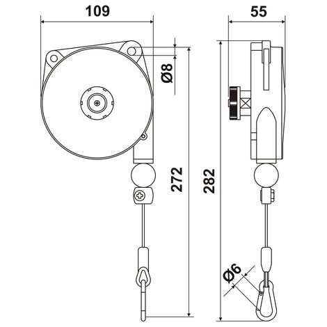 McBULL®  Balancer/Federzug, Tragkraft 0,4-14 kg, Seilauszug 1,6-2,5 m