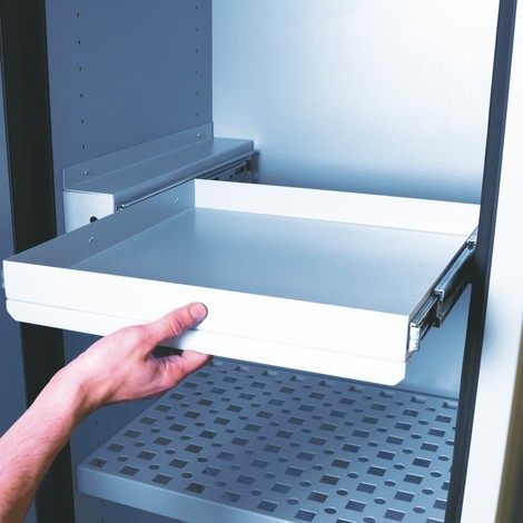 Mecanismo de extracción de estante para armario de seguridad para iones de litio Justrite® 226-LT