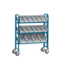 Montážní vozík fetra® s průhlednými skladovacími boxy