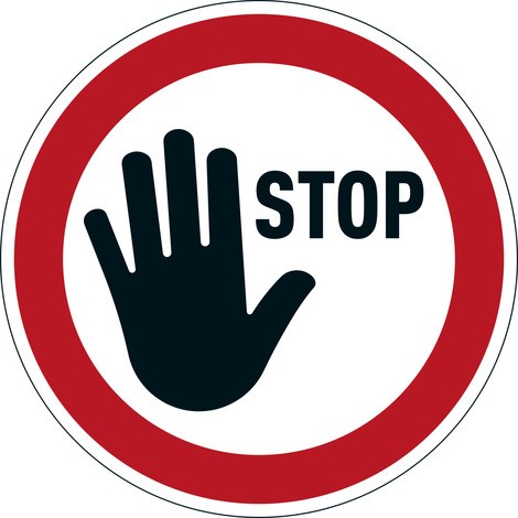 Naklejka ze znakiem nakazu DURABLE „Stop” Ø 430 mm, grubość 0,2 mm