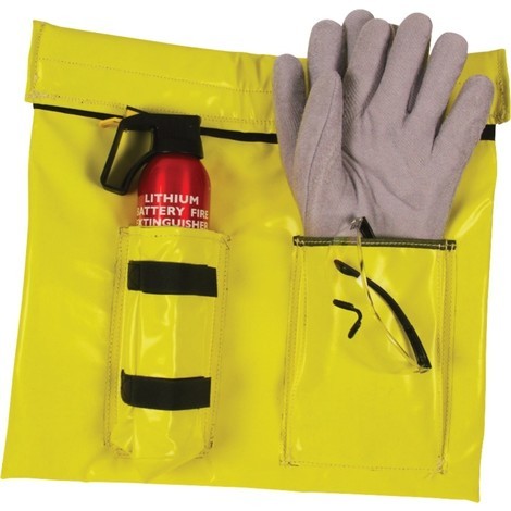Noodtransport- en bluspakket RathoLith®, veiligheidshandschoenen, veiligheidsbril en brandblusser