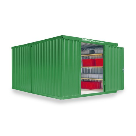 Opslagcontainer combinatie, 2 modules, hxbxd 2.150 x 3.050 x 4.340 mm, gedemonteerd, houten bodem, gelakt