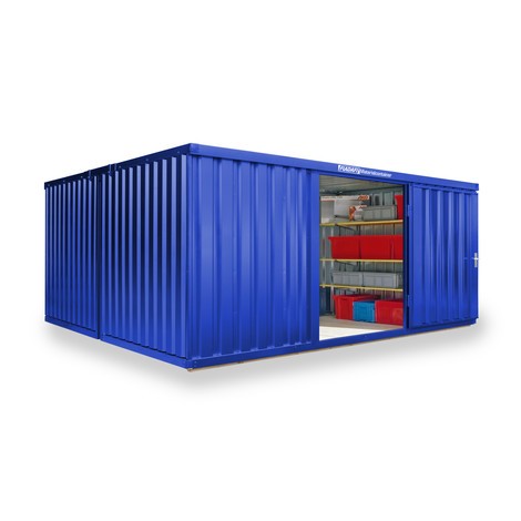 Opslagcontainer combinatie, 2 modules, hxbxd 2.150 x 4.050 x 4.340 mm, voorgemonteerd, houten bodem, gelakt