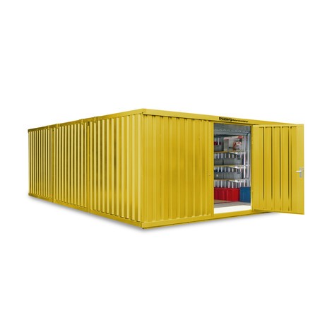 Opslagcontainer combinatie, 3 modules, hxbxd 2.150 x 5.080 x 6.520 mm, voorgemonteerd, houten bodem, gelakt
