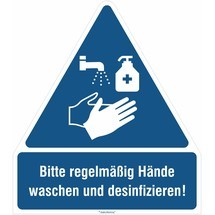 Panneau combiné de consigne « Veuillez vous laver et vous désinfecter les mains régulièrement ! »