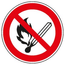 Panneau d’interdiction - Feu et flamme nue interdits et défense de fumer