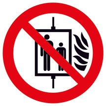 Panneau d’interdiction - Ne pas utiliser l’ascenseur en cas d’incendie