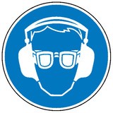 Panneau d'obligation : Port obligatoire de lunettes et de protections auditives
