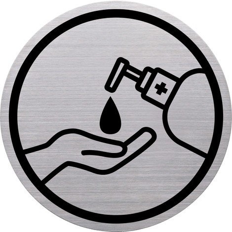 Piktogramm „Hände desinfizieren“, Edelstahl