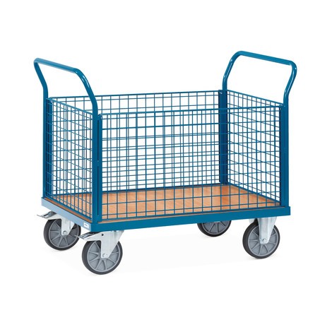 Plošinový vozík fetra®, 4-stranný s mřížkovými stěnami