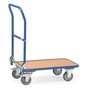 Plošinový vozík fetra® s dřevěnou ložnou plochou, sklopné madlo