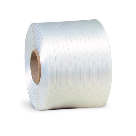 Polyester-Ballenpressenband, 9 mm breit x 500 lfm, weiß, Reißfestigkeit 280 kp