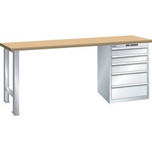 Pracovní stůl LISTA 27x27E, (ŠxHxV) 2000x700x890 mm, Multiplex, 5 zásuvek