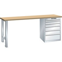 Pracovní stůl LISTA 27x27E, (ŠxHxV) 2000x700x890 mm, Multiplex, 6 zásuvek