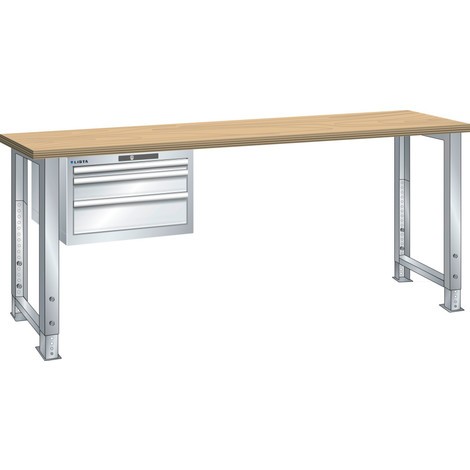 Pracovní stůl LISTA 27x36E, (ŠxHxV) 1500x750x740-1090 mm, Multiplex, 3 zásuvky