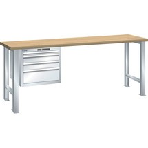 Pracovní stůl LISTA 27x36E, (ŠxHxV) 1500x750x890 mm, Multiplex, 4 zásuvky