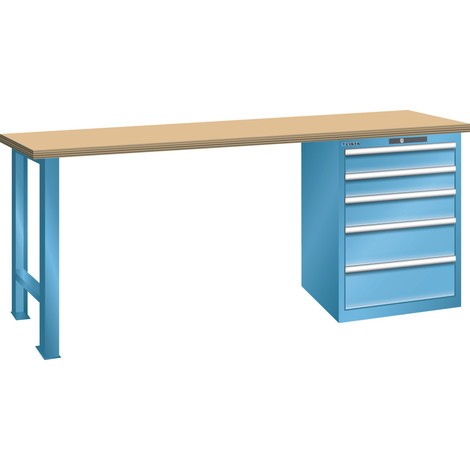 Pracovní stůl LISTA 27x36E, (ŠxHxV) 1500x750x890 mm, Multiplex, 5 zásuvek