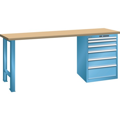 Pracovní stůl LISTA 27x36E, (ŠxHxV) 1500x750x890 mm, Multiplex, 6 zásuvek