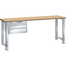 Pracovní stůl LISTA 27x36E, (ŠxHxV) 1500x800x750-1100 mm, buk, 3 zásuvky