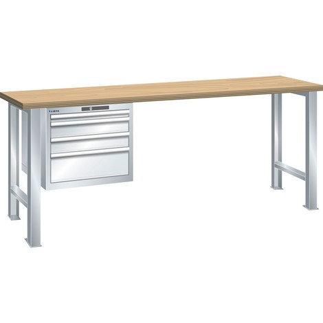 Pracovní stůl LISTA 27x36E, (ŠxHxV) 1500x800x900 mm, buk, 4 zásuvky