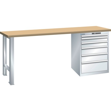 Pracovní stůl LISTA 27x36E, (ŠxHxV) 1500x800x900 mm, buk, 6 zásuvek