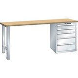 Pracovní stůl LISTA 27x36E, (ŠxHxV) 2000x750x890 mm, Multiplex, 5 zásuvek