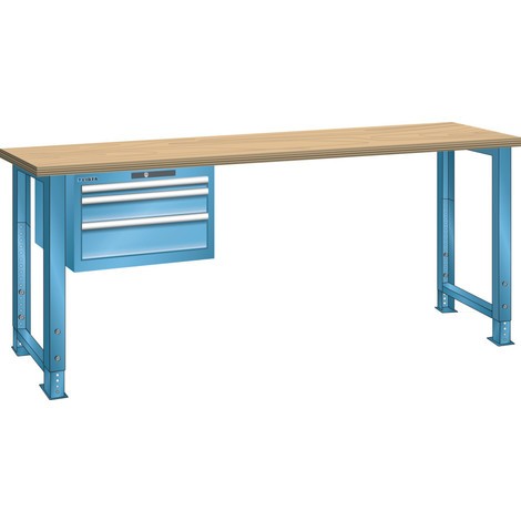 Pracovní stůl LISTA 27x36E, (ŠxHxV) 2000x800x750-1100 mm, buk, 3 zásuvky