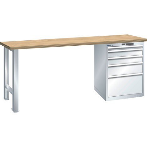 Pracovní stůl LISTA 27x36E, (ŠxHxV) 2000x800x850 mm, buk, 5 zásuvek