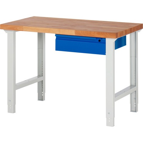 Pracovní stůl RAU řada 7000, 1x zásuvka, výška 790-1140 mm