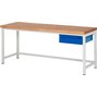 Pracovní stůl RAU řada 8000, pracovní deska masivní buk, tloušťka 40 mm, 1 zásuvka, výška 840-1040 mm