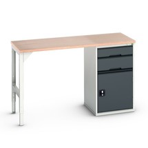 Pracovný stôl bott verso (Multiplex) s podstavnou skriňou, 2 zásuvkami a 1 dverami (šírka: 525 mm)